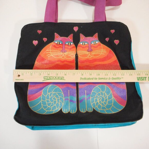 Vintage Laurel Burch Art Canvas Tote Bag Purse Shoulder Whimsigoth Colorful Cat - Picture 6 of 14